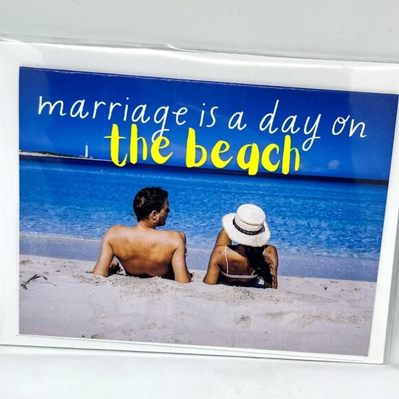 NWT OUCH THO Funny Marriage is a Day at the Beach Card - Picture 2 of 3